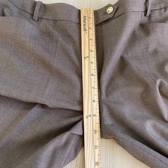 Calvin Klein Modern Fit Dress Pants Women 12P Brown Wide Leg Career Preppy - Picture 10 of 11